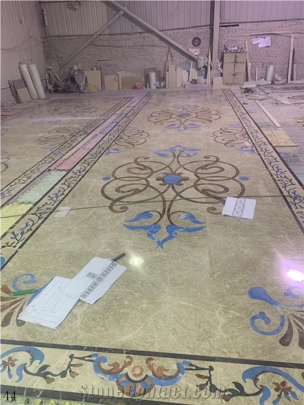 White Mixed Color Marble Waterjet Floor Medallions