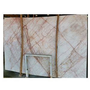 Cheaper Price Red Line White Marble for Flooring