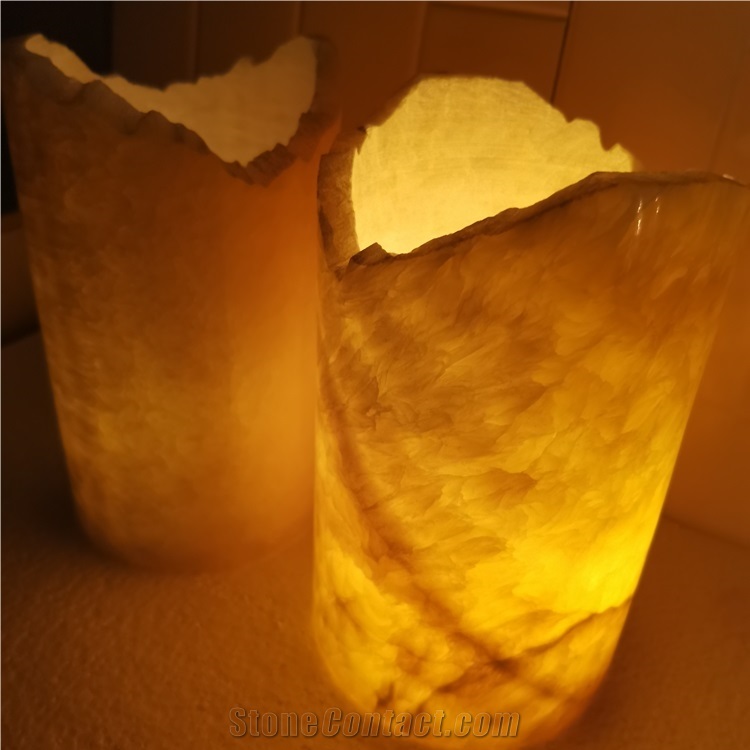 Natural Onyx Candle Lamp Tubes for Indoor Decor