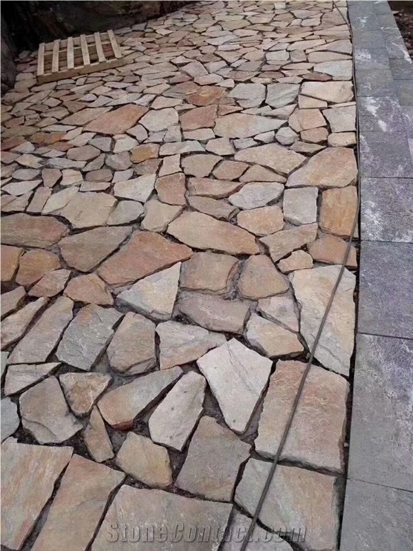Beige Flagstone Rode Paving Flooring Stone