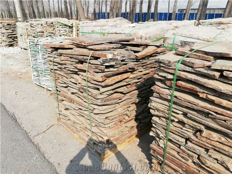 China Rusty Slate Random Road Stone Wall Stone