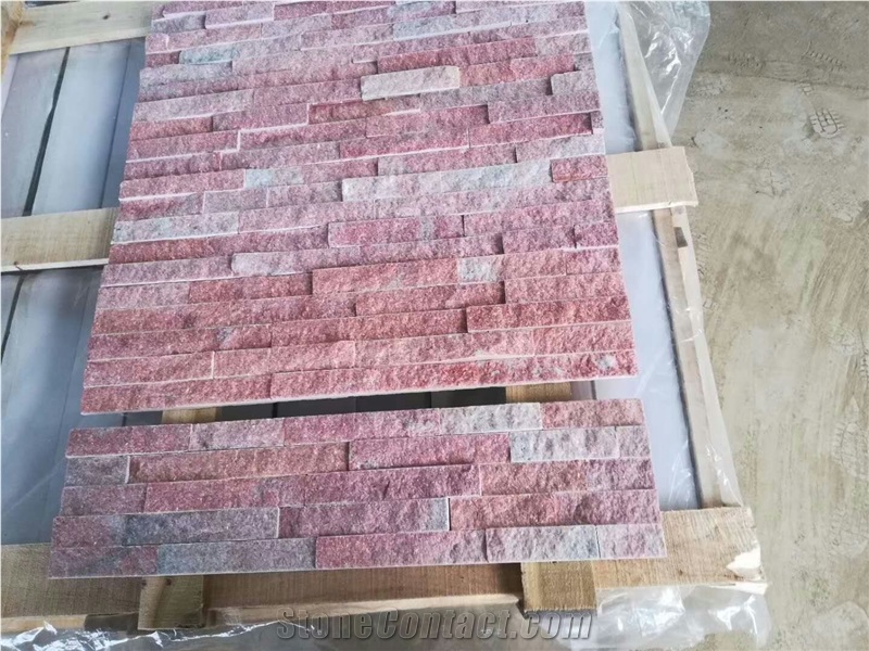 Dark Pink Split Ledgestone Exposed Wall Stone