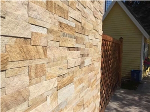 Gold-Line Cultured Stone Light Yellow Slate Wall