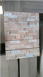 Gold-Red Split Cultured Stone Gold and White Stone