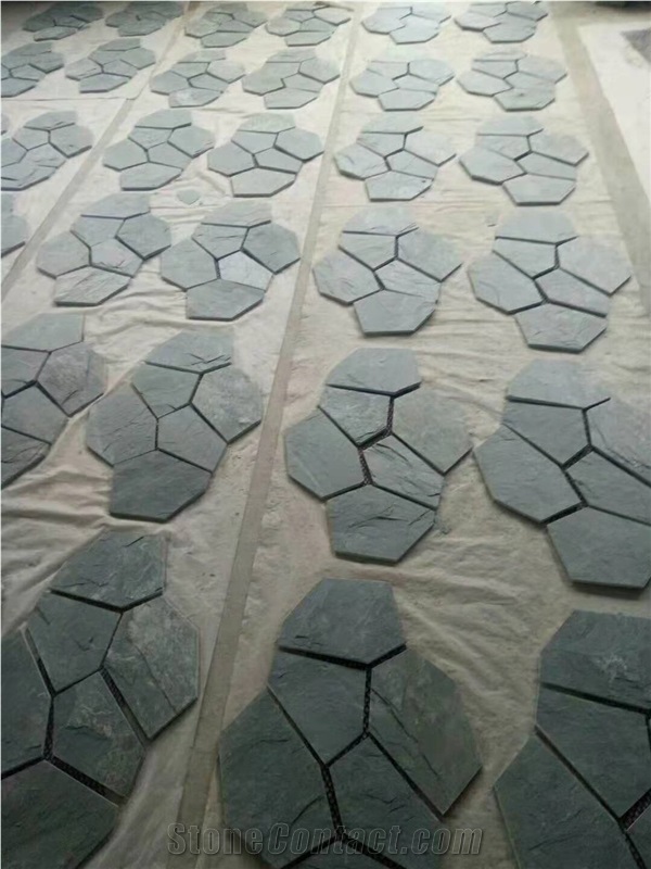 Natural Green Stone Flagstone Paver Flooring Tile
