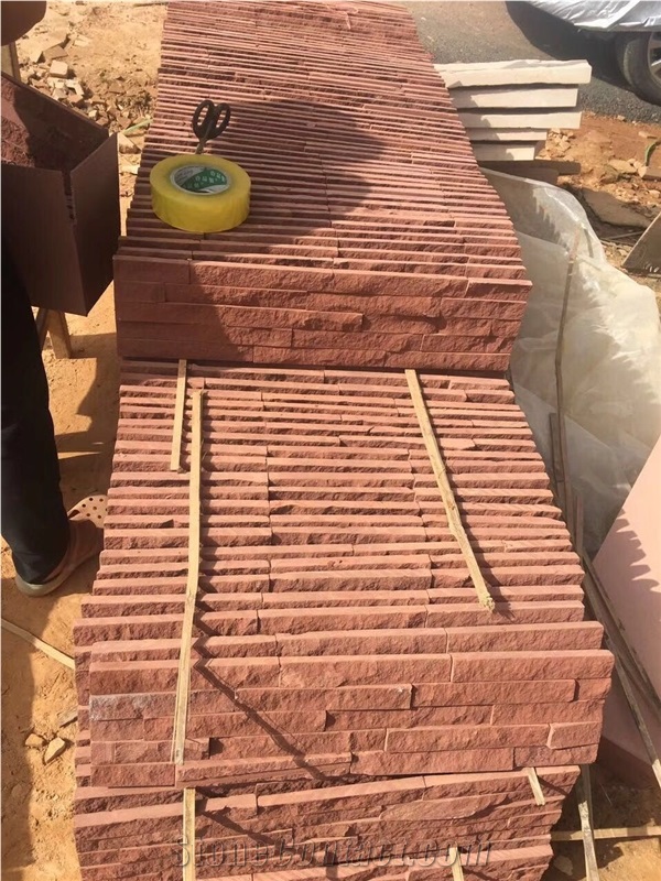 Pink Brown Sandstone Wall Cladding Cultured Stone