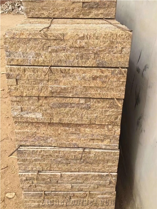 Yellow Slate Tiger Skin Cultured Stone Stacked