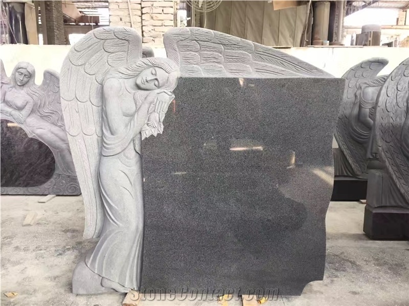 Angle Engraved Granite Tombstones, Headstones