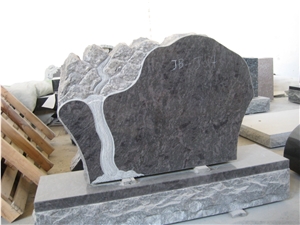 Engraved Headstone Gravestone Granite Grey Stone