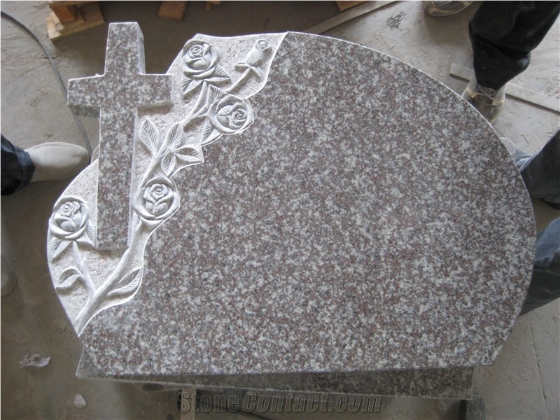 Granite Red Stone Engraved Headstones Gravestones