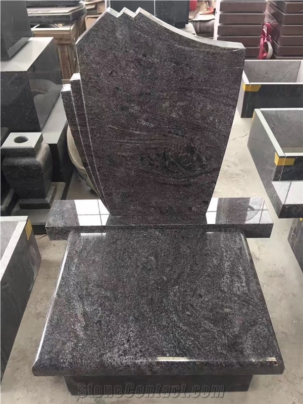 Grey Polished Granite Tombstones, Gravestones