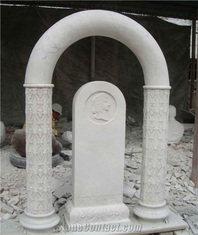 White Natural Marble Western Style Headstones