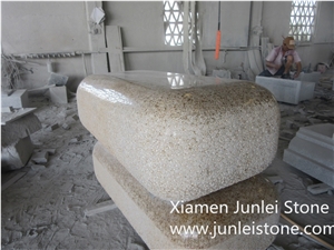 G682 Yellow Rust Stone, Outdoor Stone Chair