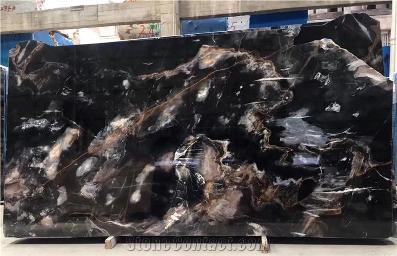 Black Rose Marble with Veins Pattern