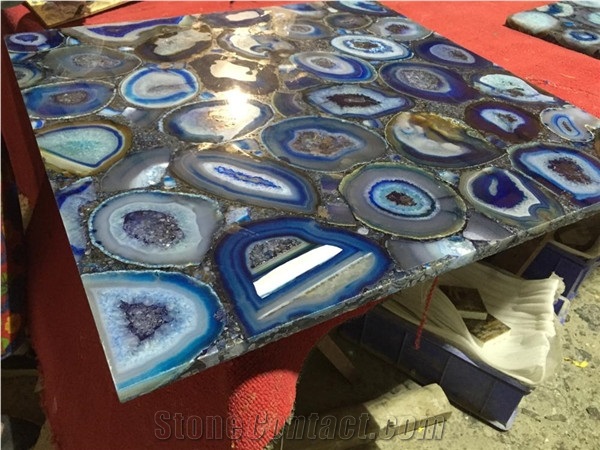 Blue Agate Slab for Tabletop