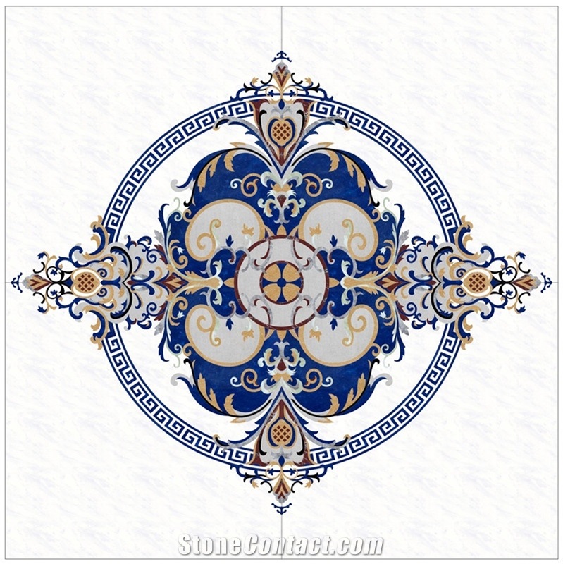 Blue Sand Flower Pattern Waterjet Marble Tiles