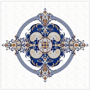 Blue Sand Flower Pattern Waterjet Marble Tiles