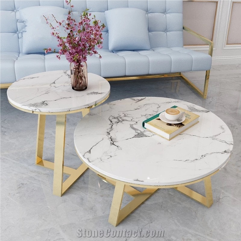 Furniturejazz White Marble Tea Tabletop