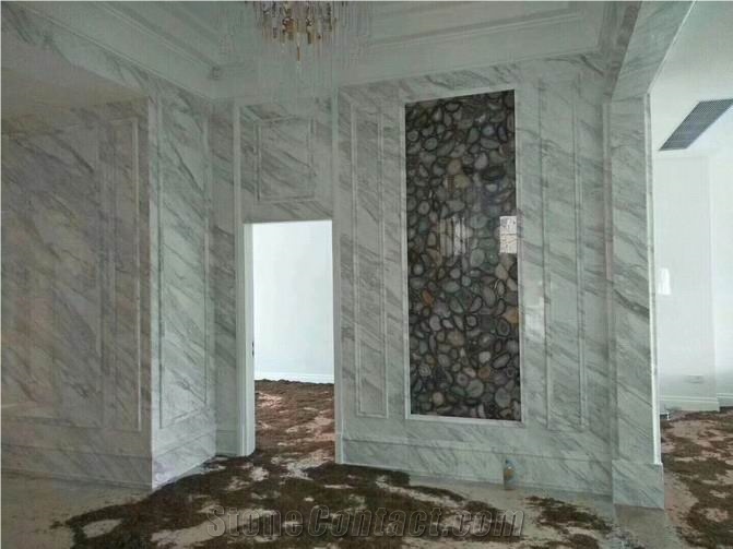 Waterjet Carrara White Marble Medallion Floor