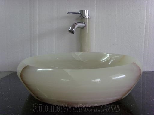 China Yellow Onyx Bathroom Round Wash Basin