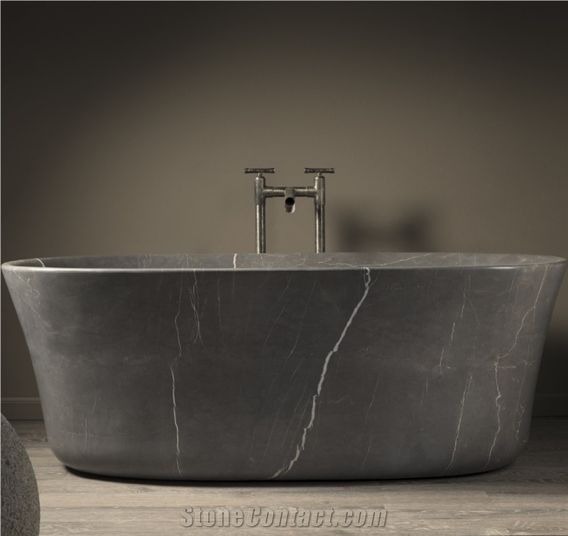 Pietra Gray Marble Bathtub