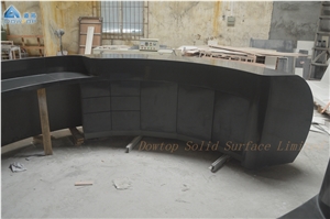 Artificial Stone Black Round Reception Counter