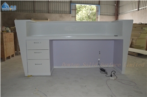 Artificial Stone White Reception Counter Desk