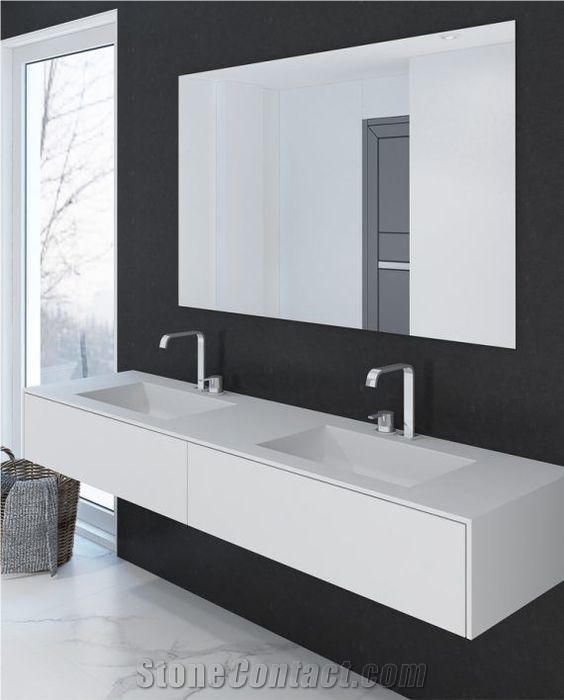 Corian Solid Surface White Wash Basin Bathroom