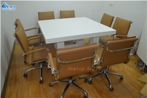 Glossy White Square Boardroom Meeting Table