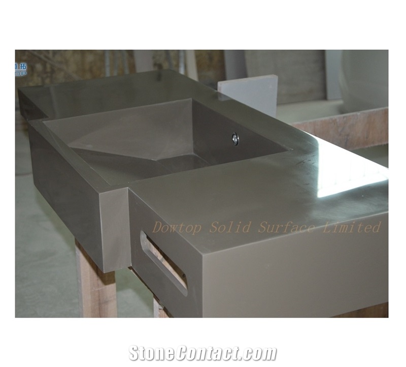 Gray Solid Surface Bathroom Basin