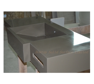 Gray Solid Surface Bathroom Basin