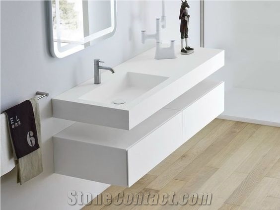High Glossy White Solid Surface Bathroom Basin