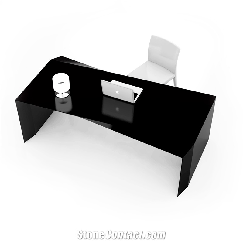 High Quality U Shape Glossy Black Office Desk