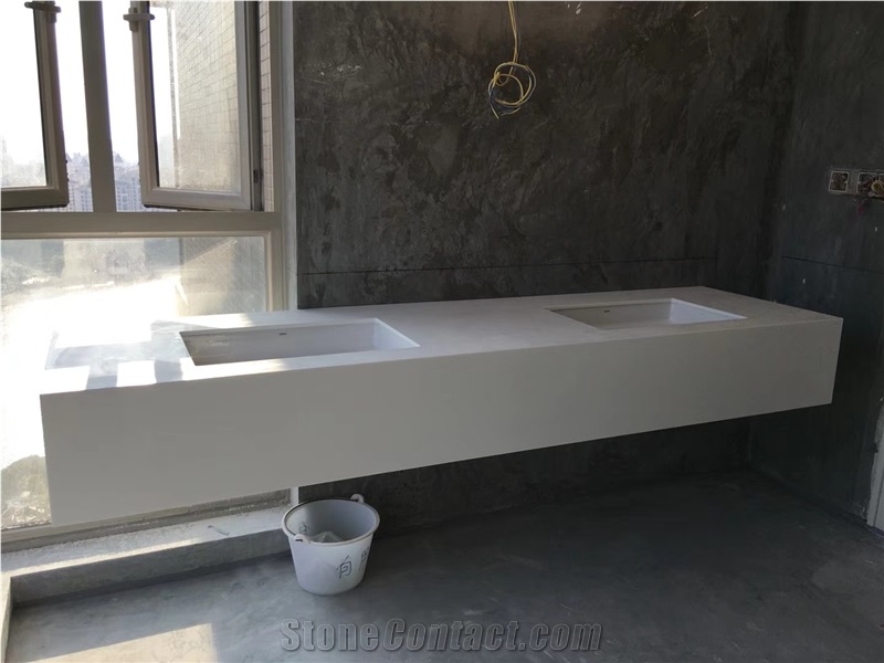 Hotel Bathroom Furniture Double Sink Vanity Tops