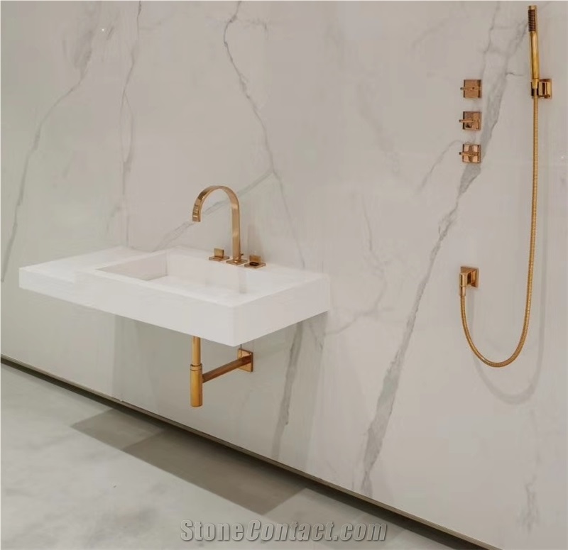 Hotel White Wall-Mount Bathroom Vanity Tops