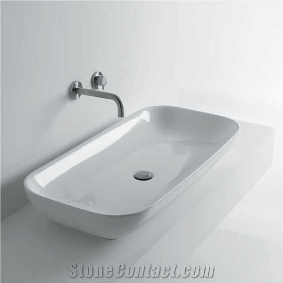 Modern White Square Bathroom Wash Basin