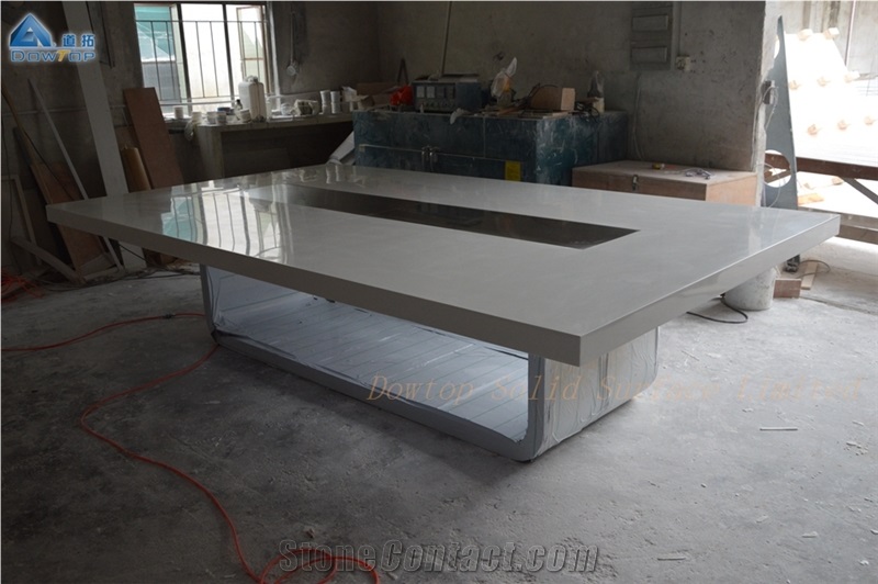 Office Meeting Table with Stainless Steel Base
