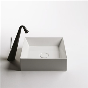 Pure White Solid Surface Bathroom Basin Sink