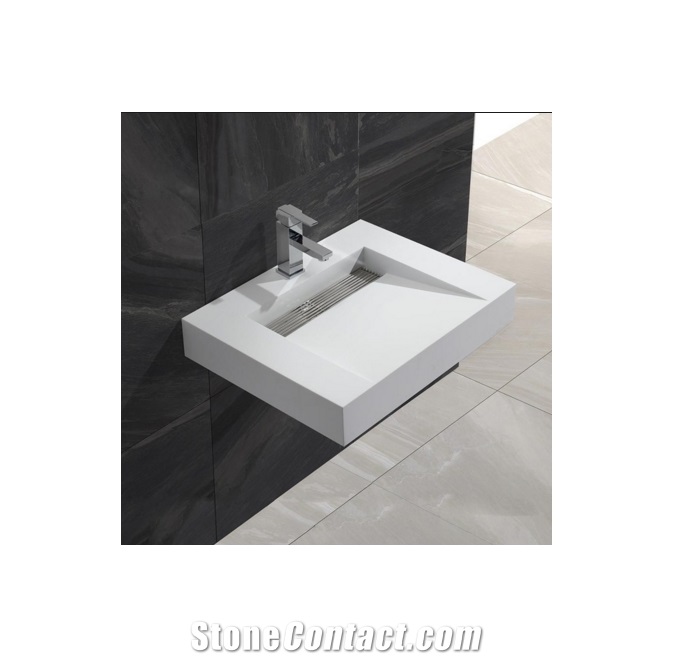 Pure White Solid Surface Bathroom Sink