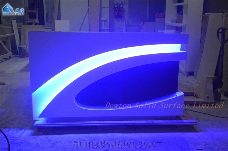 Small Led White Curved Reception Desk
