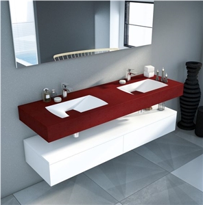 Solid Surface Bathroom Vanity Tops Red