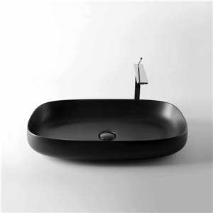 Solid Surface Black Bathroom Wash Basin