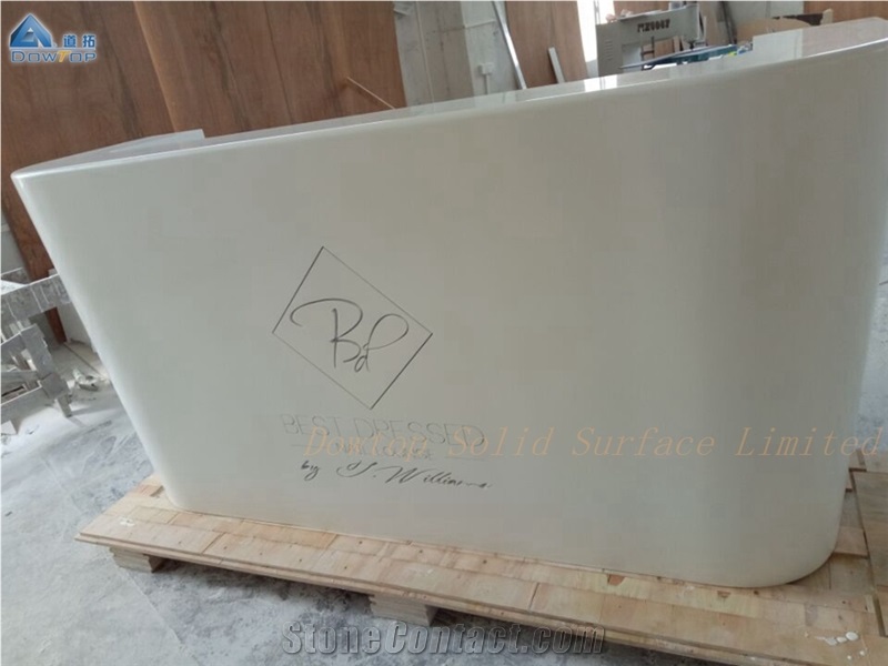 Solid Surface White Salon Reception Desk