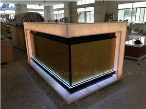 Translucent Artificial Marble Nightclub Wine Bar Counter Top