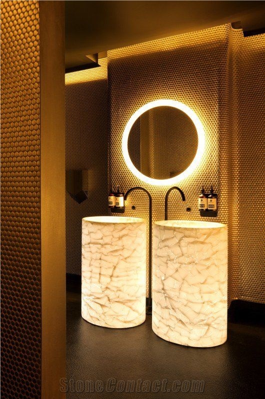 Translucent Marble Bathroom Wash Basin
