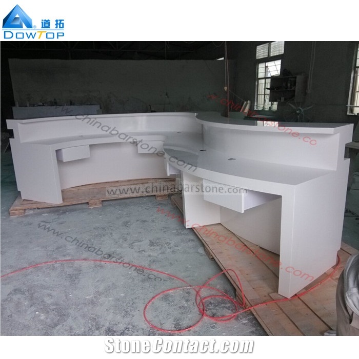 White Acrylic Solid Surface Reception Front Desk