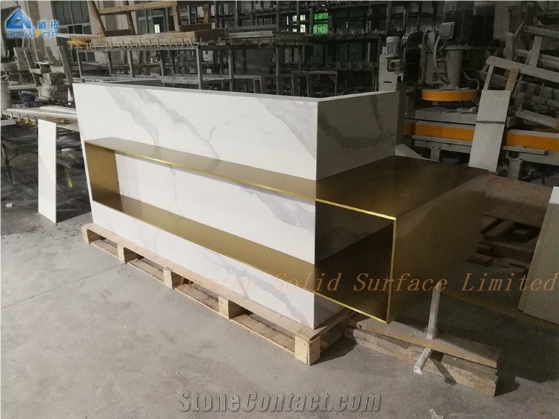 White Marble Artificial Stone Reception Desk