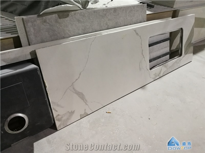 White Quartz Kitchen Counter Top