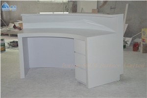 White Solid Surface Round Reception Desk