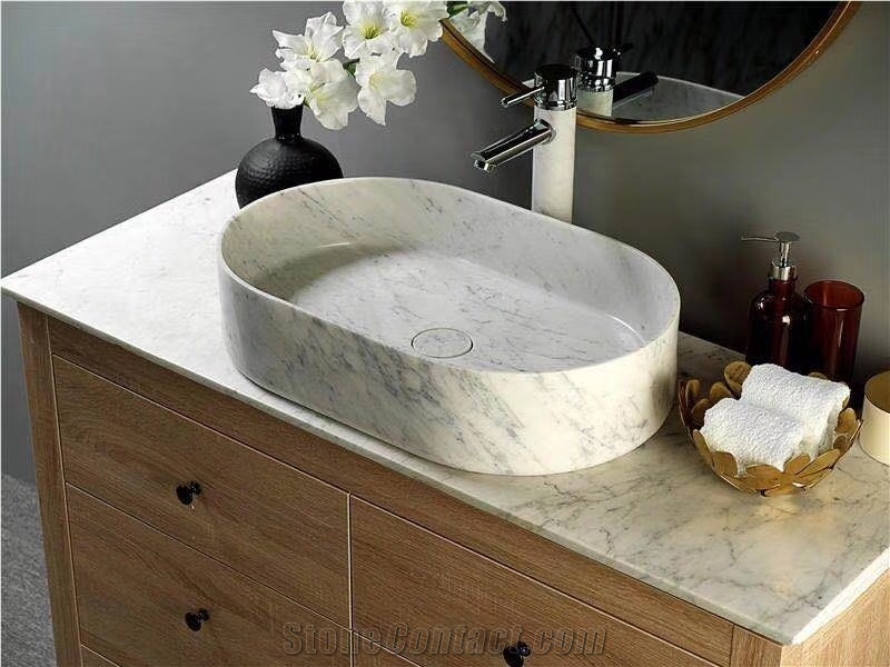 Black Marquina Sink and Marble Basin Oval Design